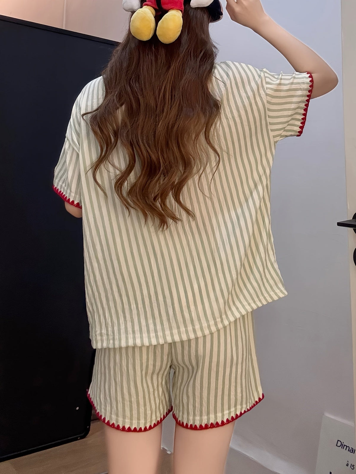 Sage Green Stripe Bear Pajama Set