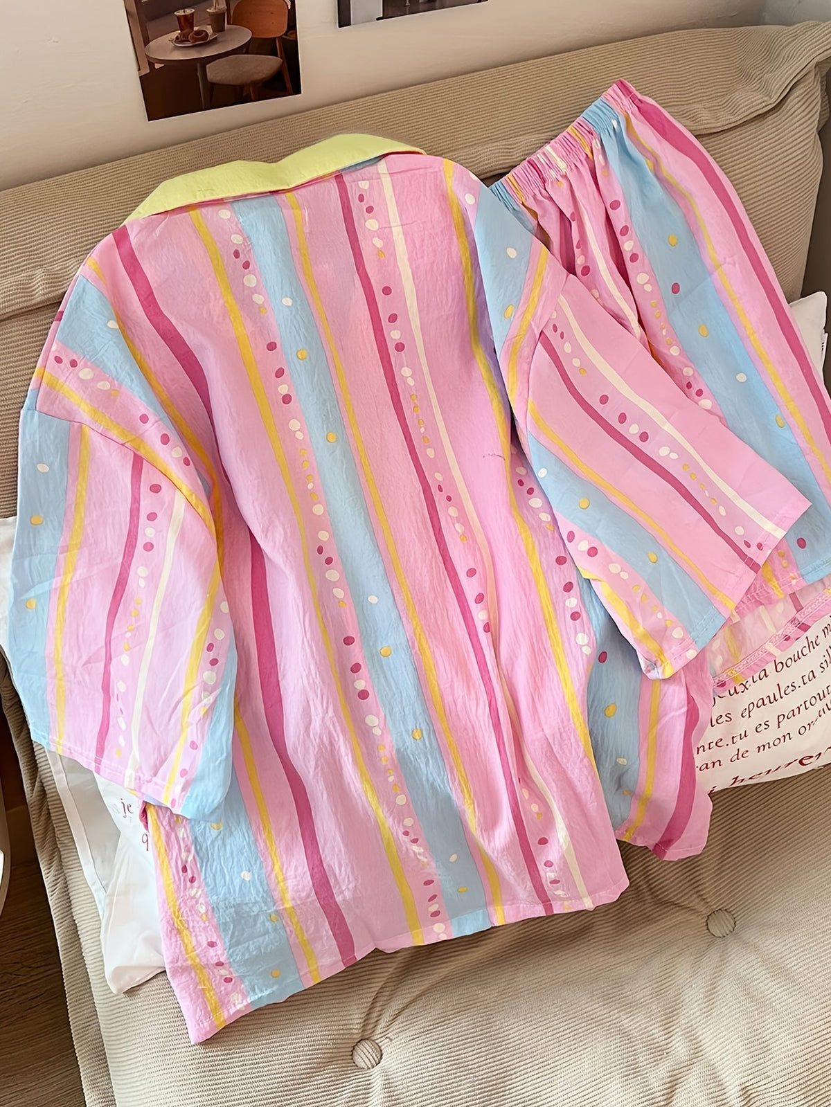 Pastel Rainbow Stripe Women’s Pajama Set