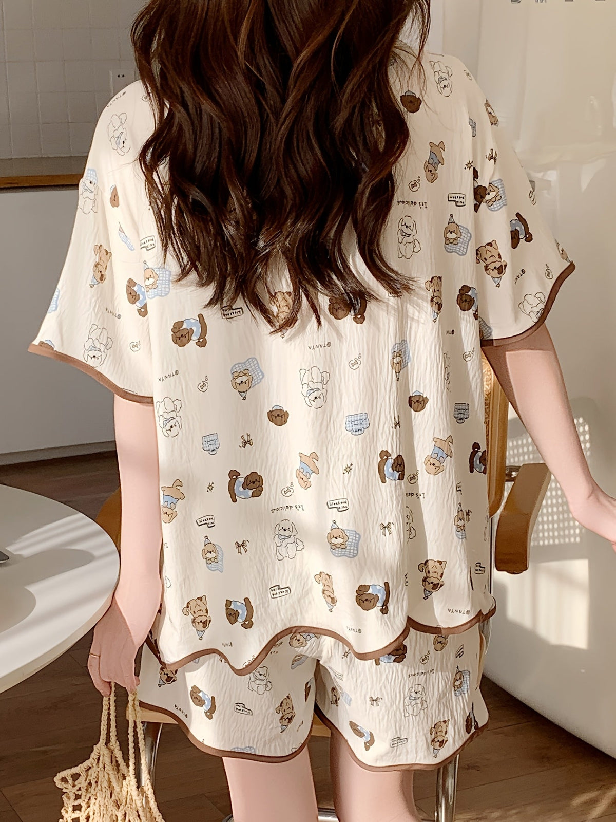 Cute Bear Print Pajama Set