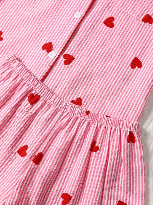 Candy Stripe Hearts Nightwear Set (3-Piece Combo)