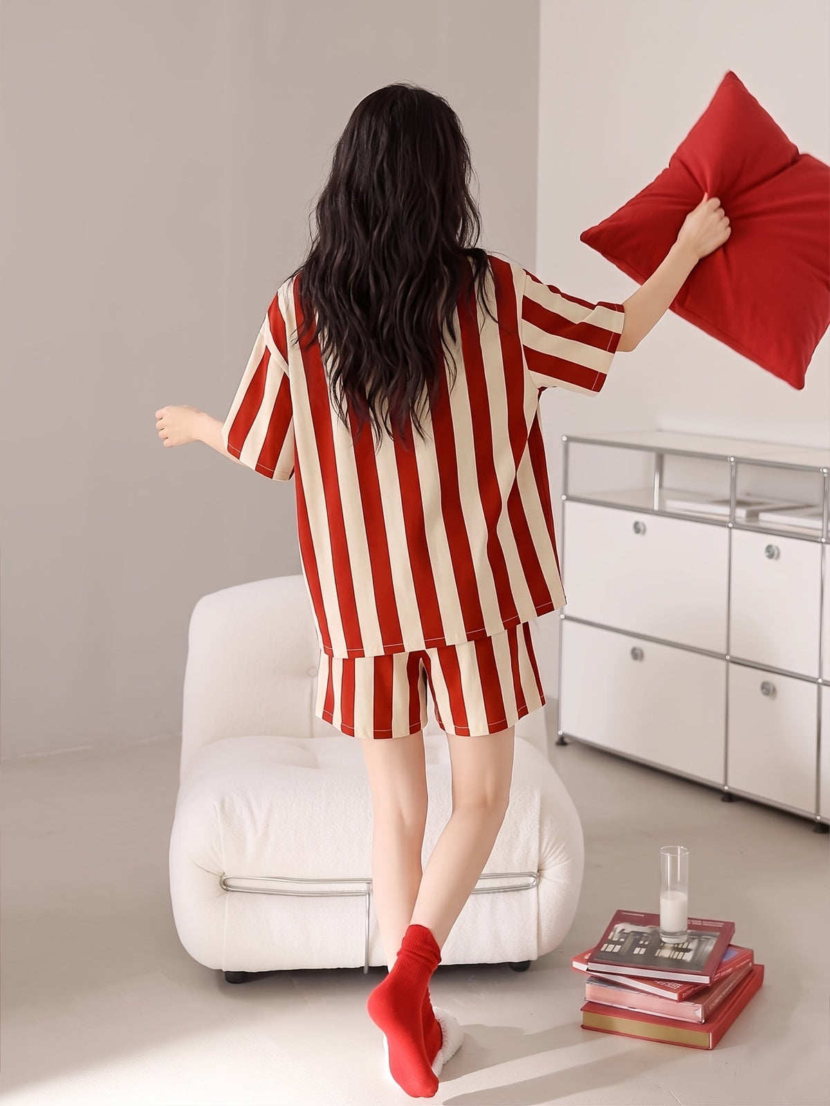 Red & Ivory Classic Stripe Pajama Set