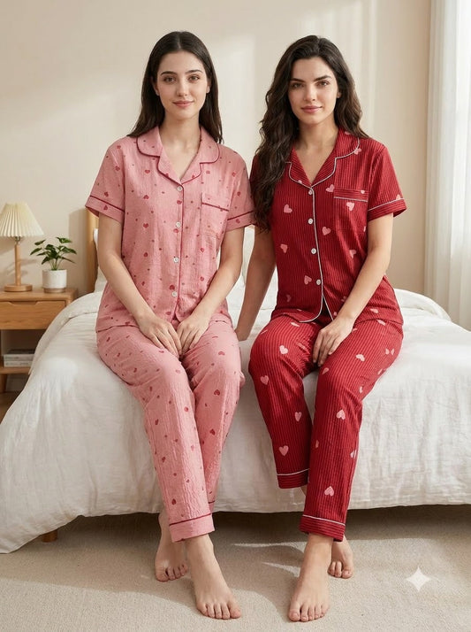 Blush & Berry Heart Pajama Duo – Pack of 2
