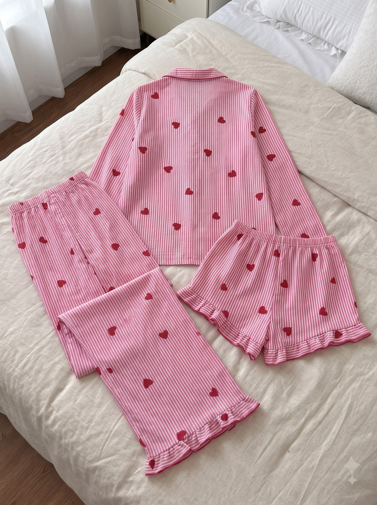 Sweetheart Stripe 3-Piece Pajama Set