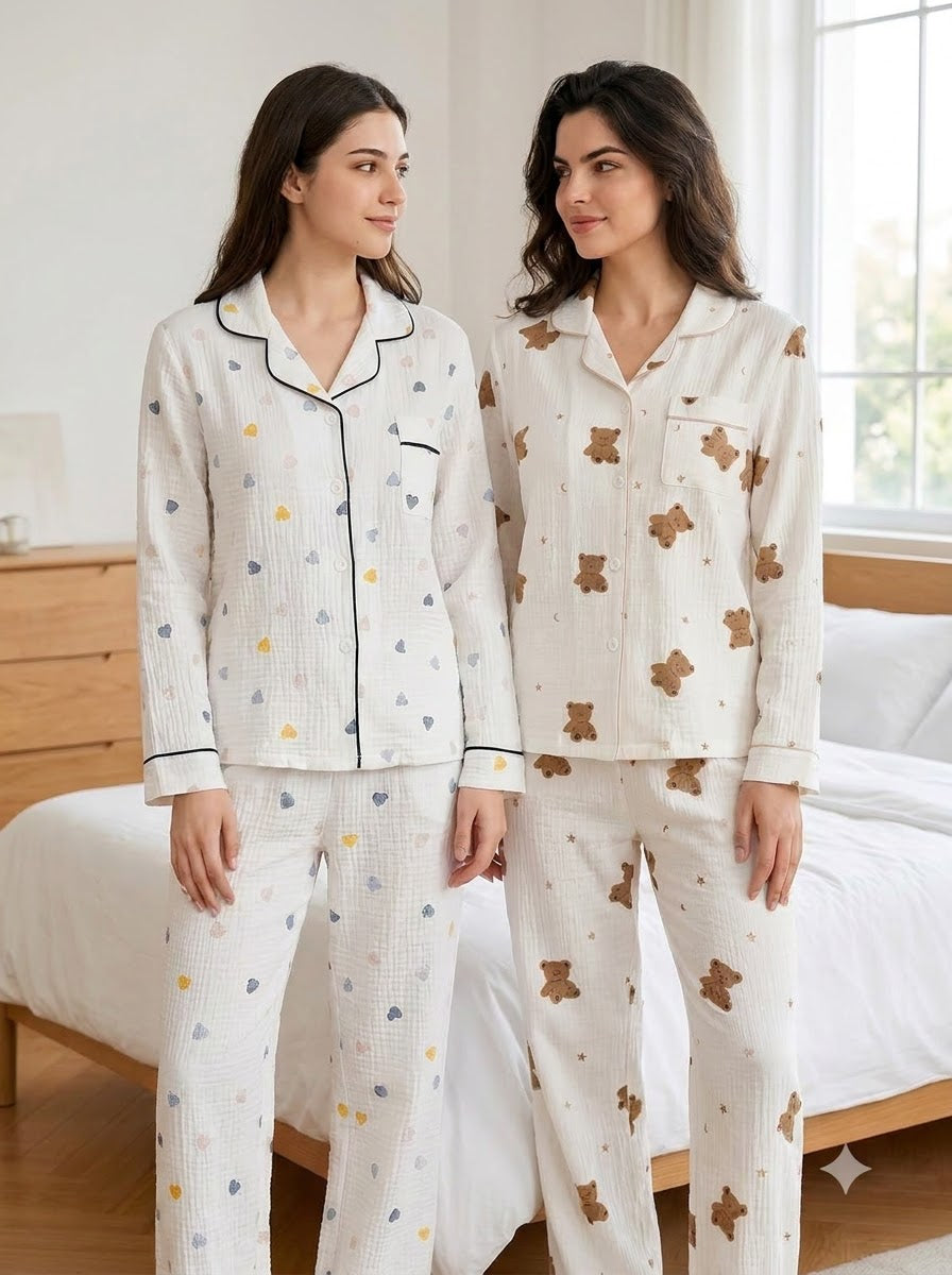 Teddy & Heart Comfort Pajama Duo – Pack of 2