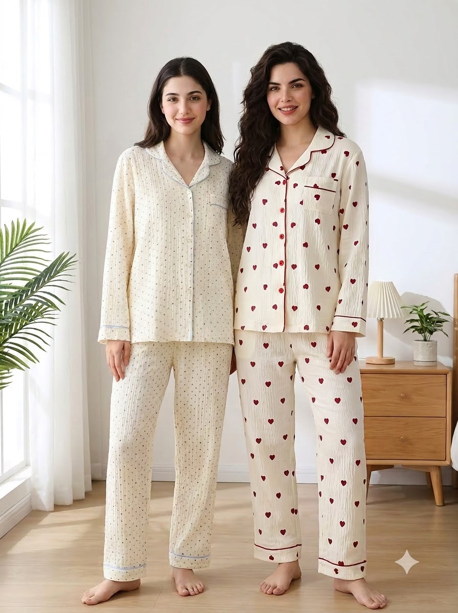 Classic Polka & Heart Pajama Duo – Pack of 2