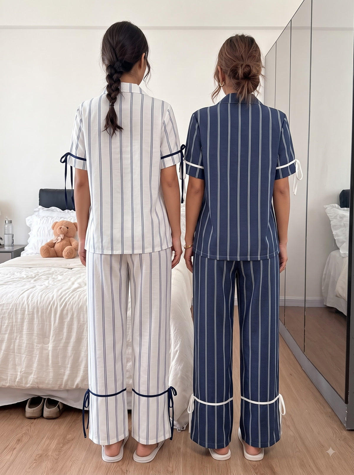 Classic Ribbon Duo ā Navy & White Stripe Pajama Set Combo | Pack of 2