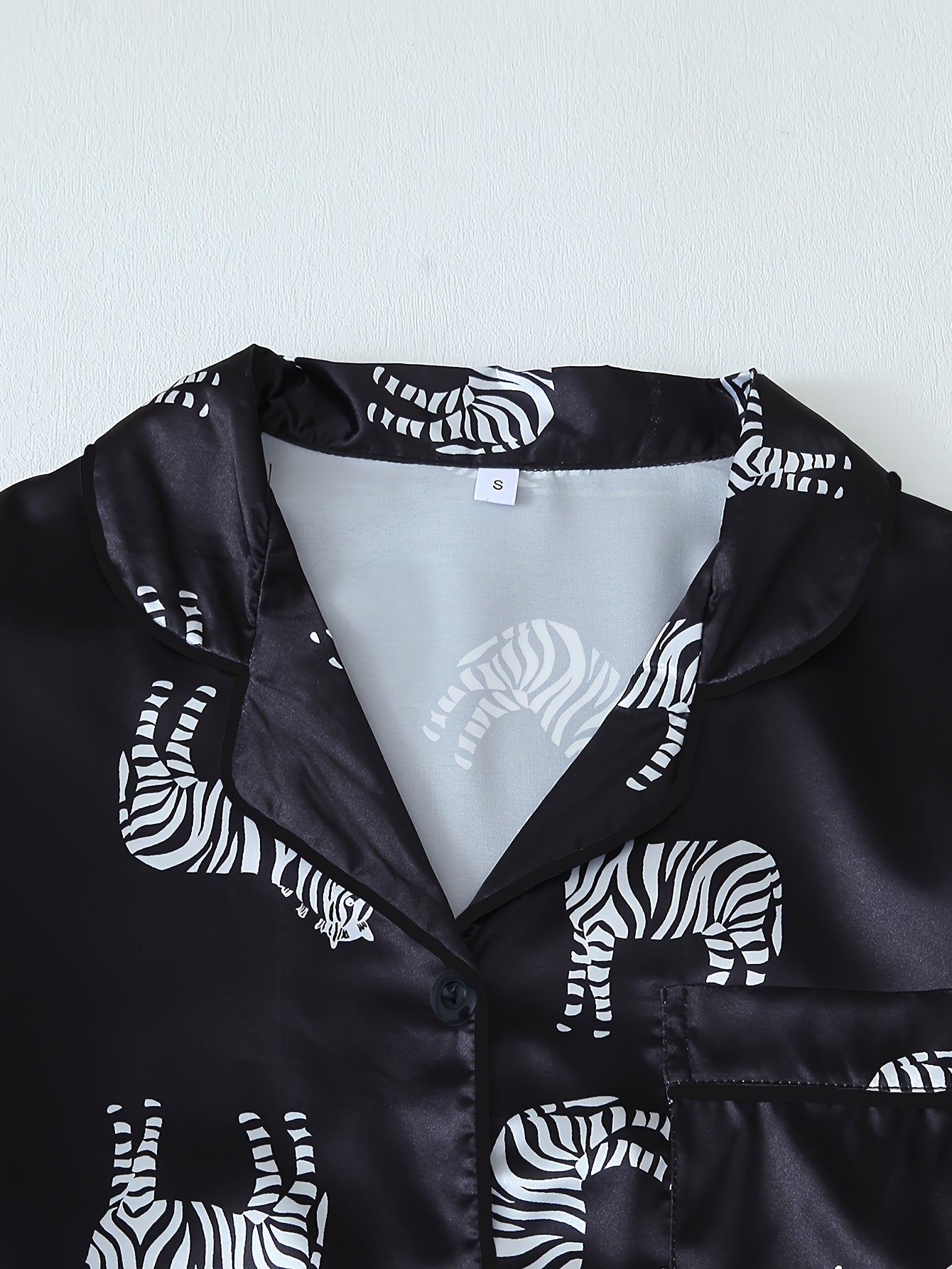 Zebra Print Satin 7-Piece Nightwear Set