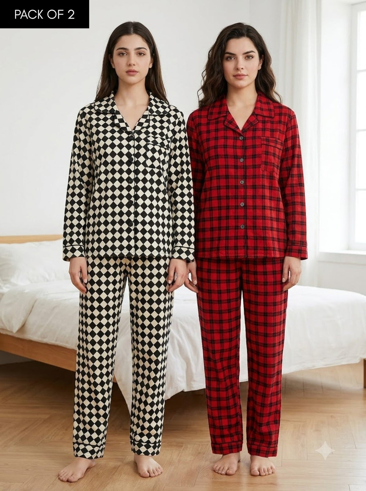 Harlequin & Red Tartan Pajama Duo – Pack of 2