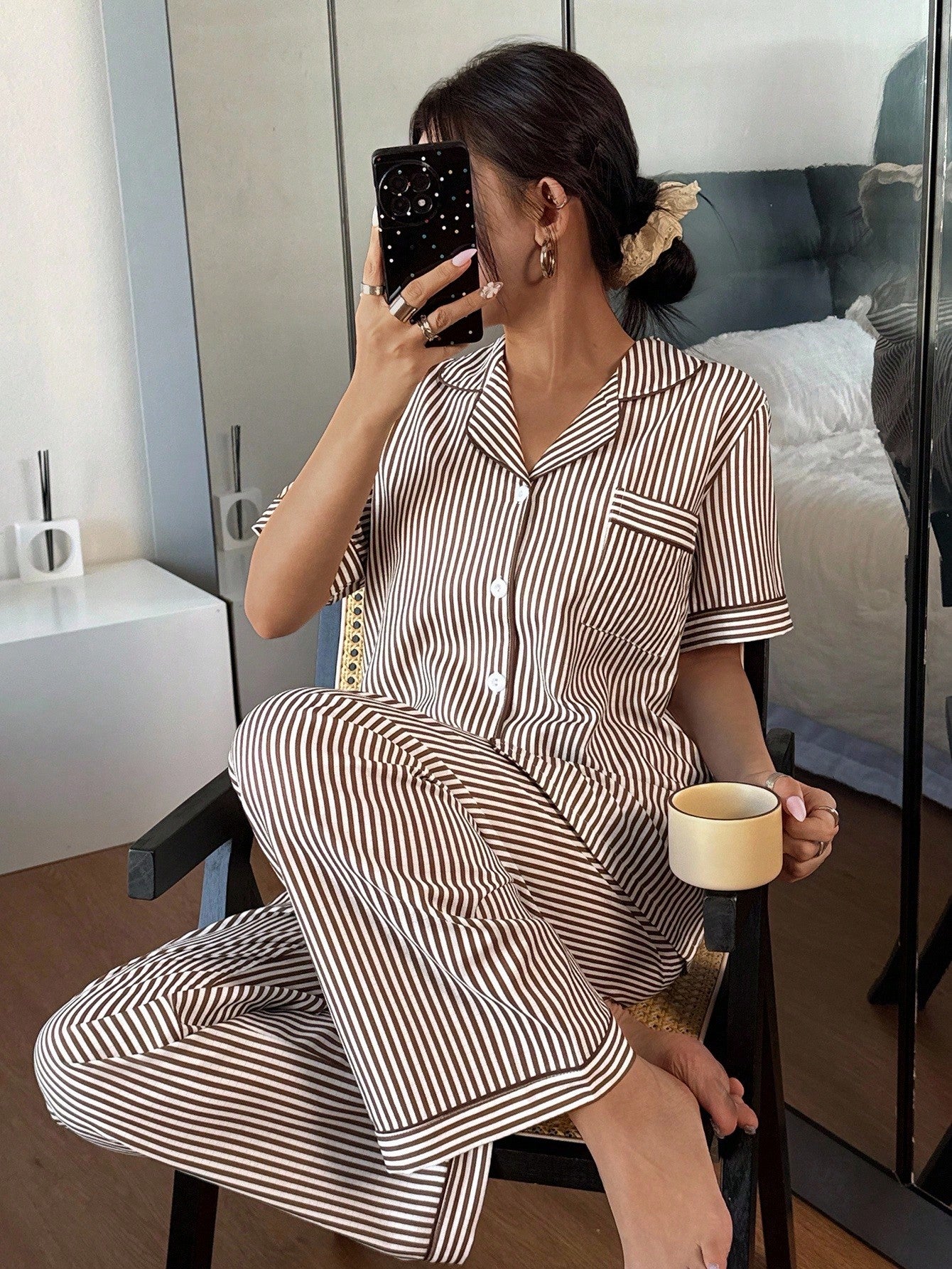 Mocha Stripe Relax Pajama Set
