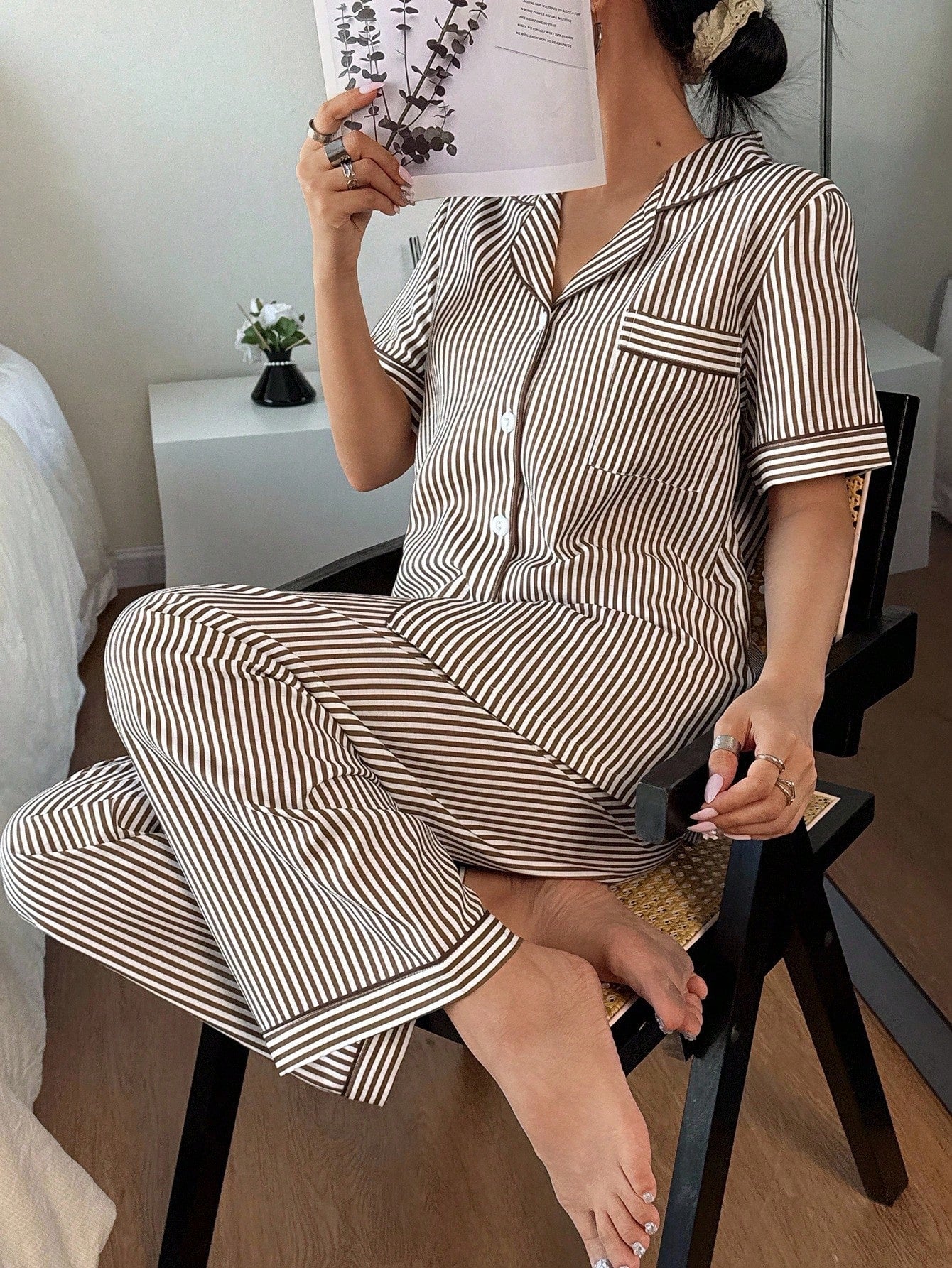 Mocha Stripe Relax Pajama Set