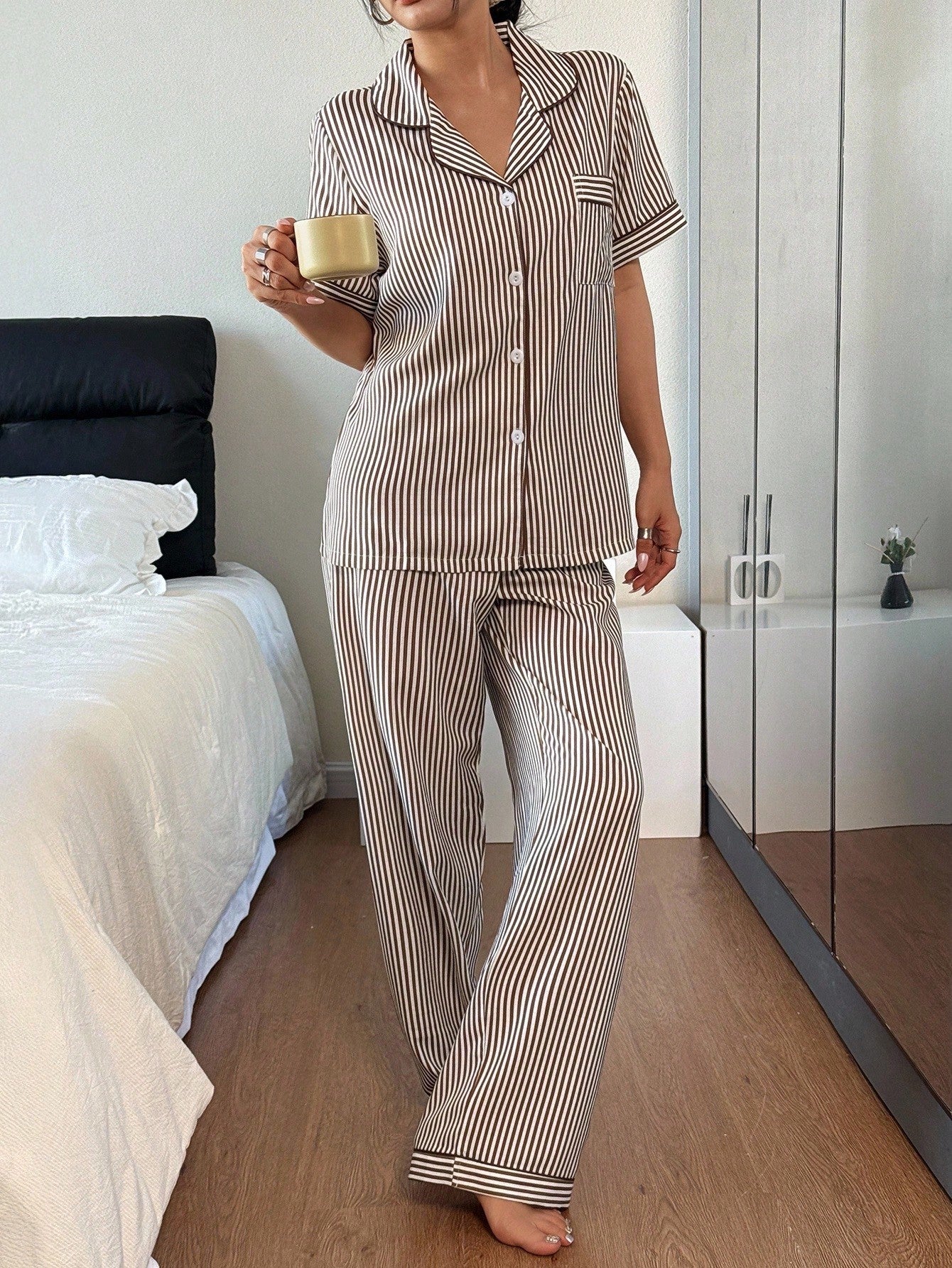 Mocha Stripe Relax Pajama Set