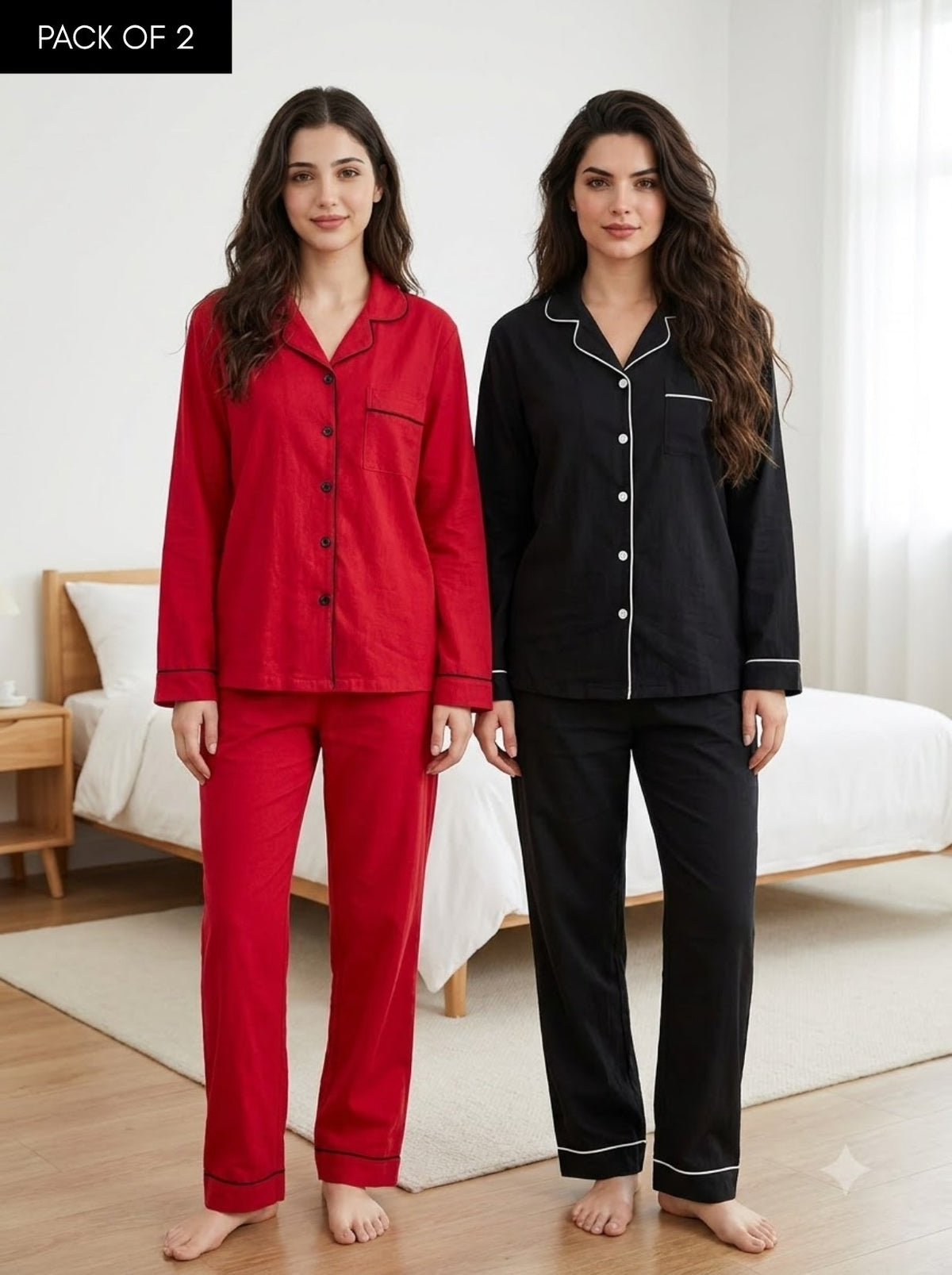 Classic Red & Black Pajama Duo – Pack of 2