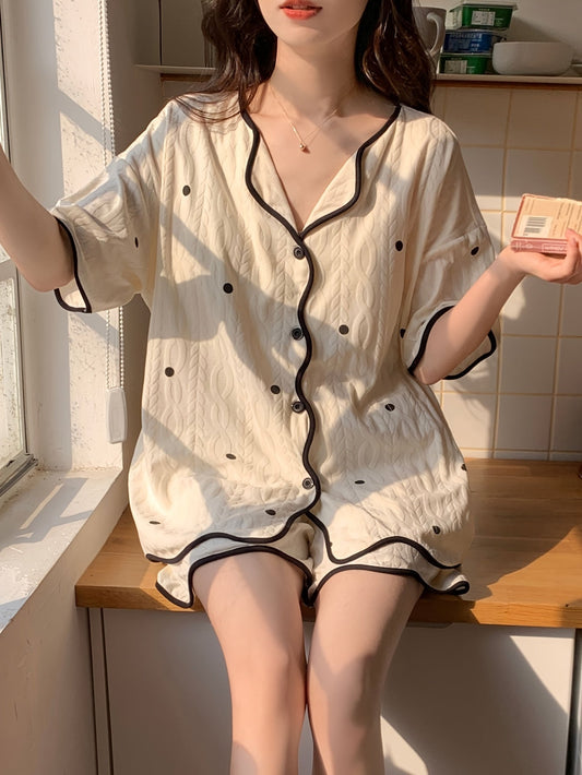 Ivory Polka Dot Pajama Set