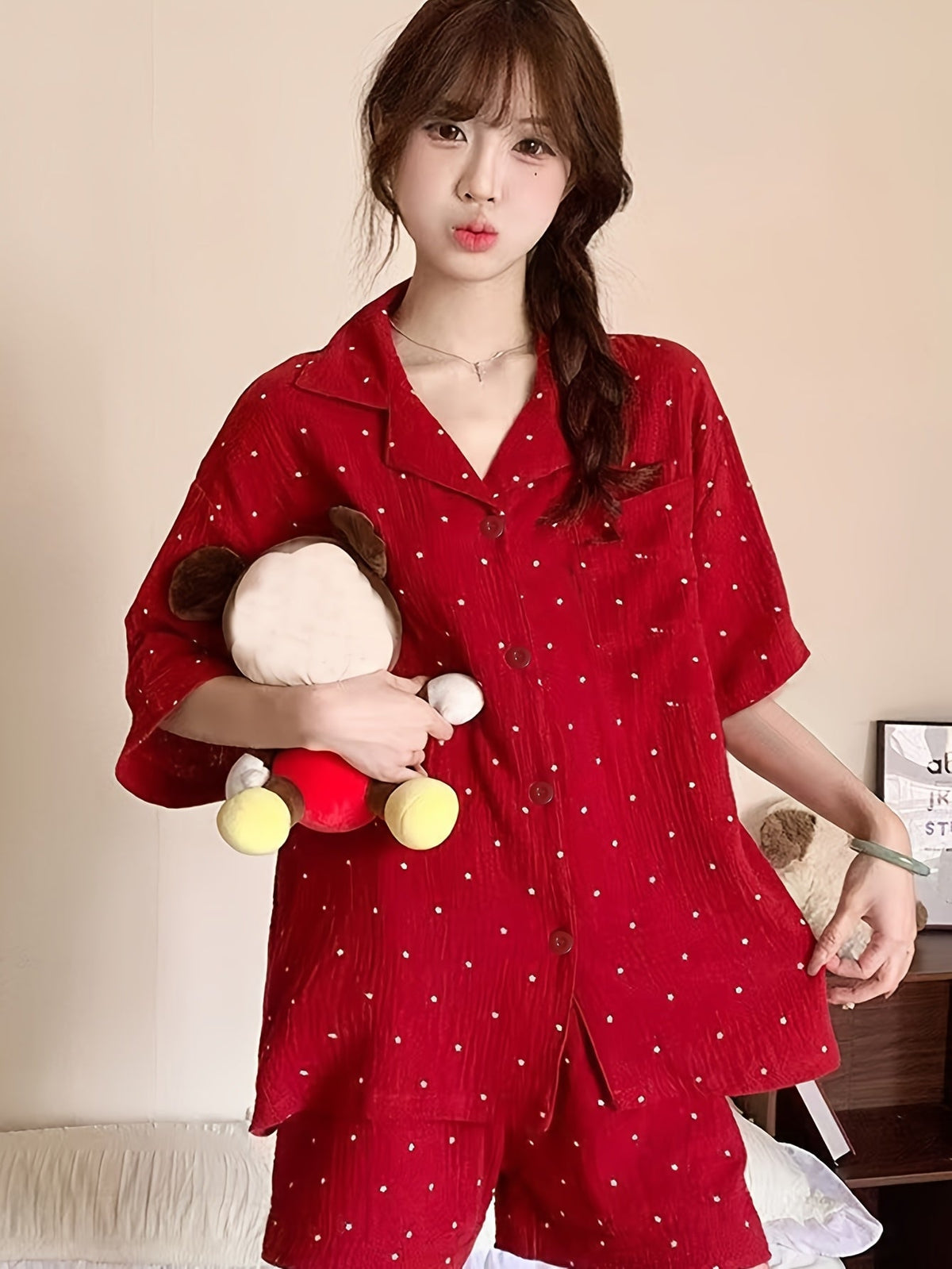 Red Starry Night Pajama Set