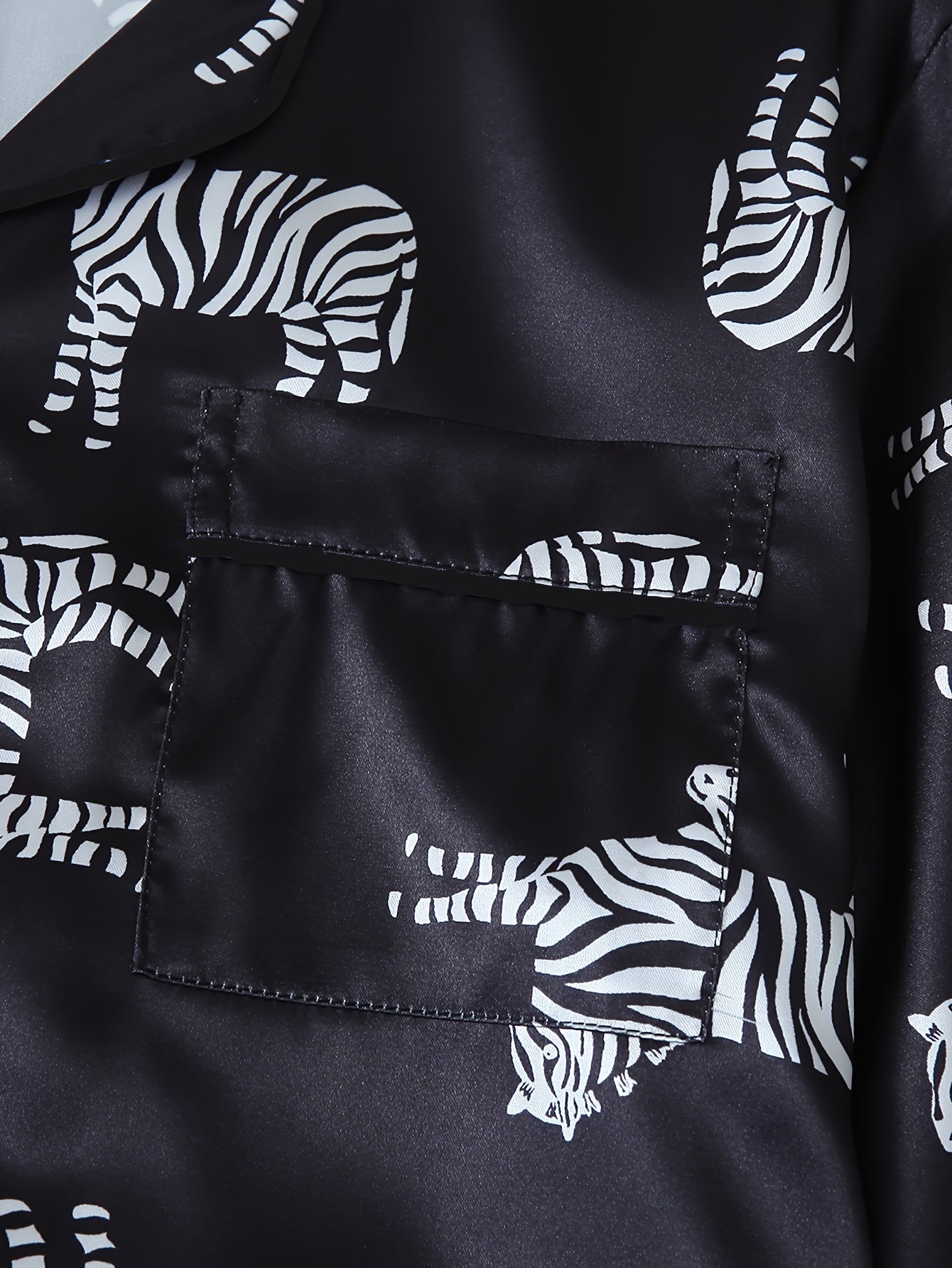 Zebra Print Satin 7-Piece Nightwear Set