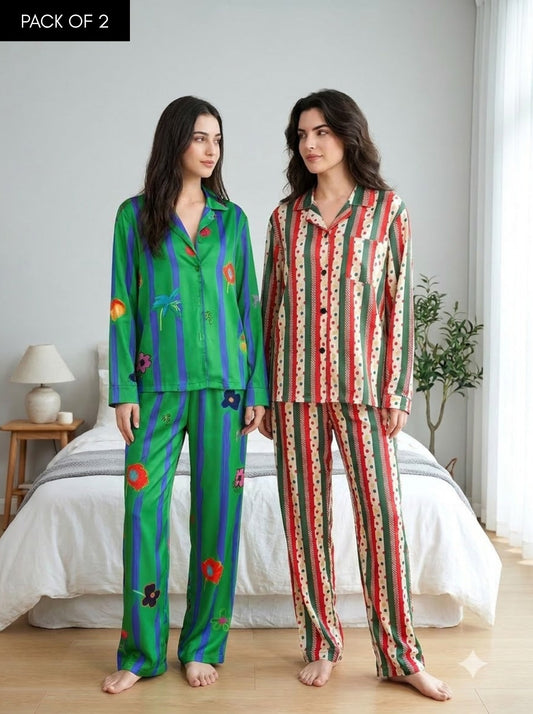 Emerald Garden & Vintage Stripe Pajama Duo – Pack of 2