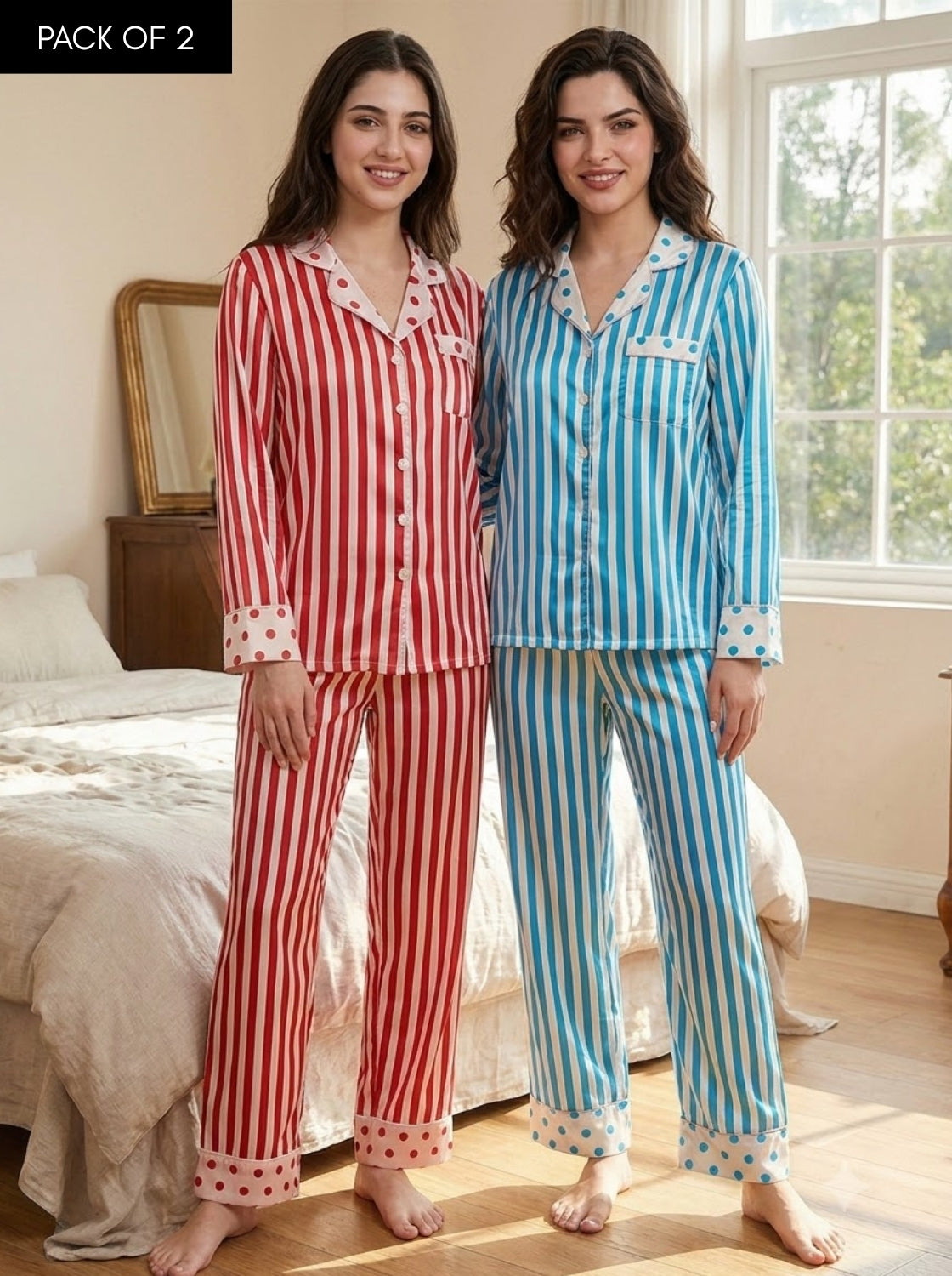 Red & Blue Stripe Polka Pajama Duo – Pack of 2