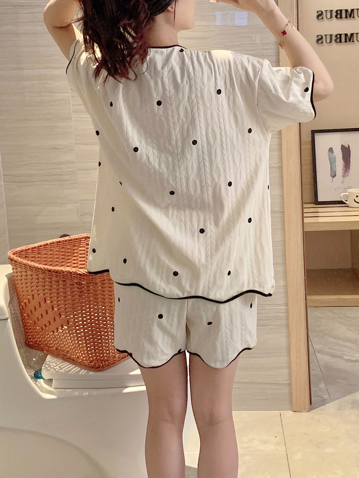 Ivory Polka Dot Pajama Set