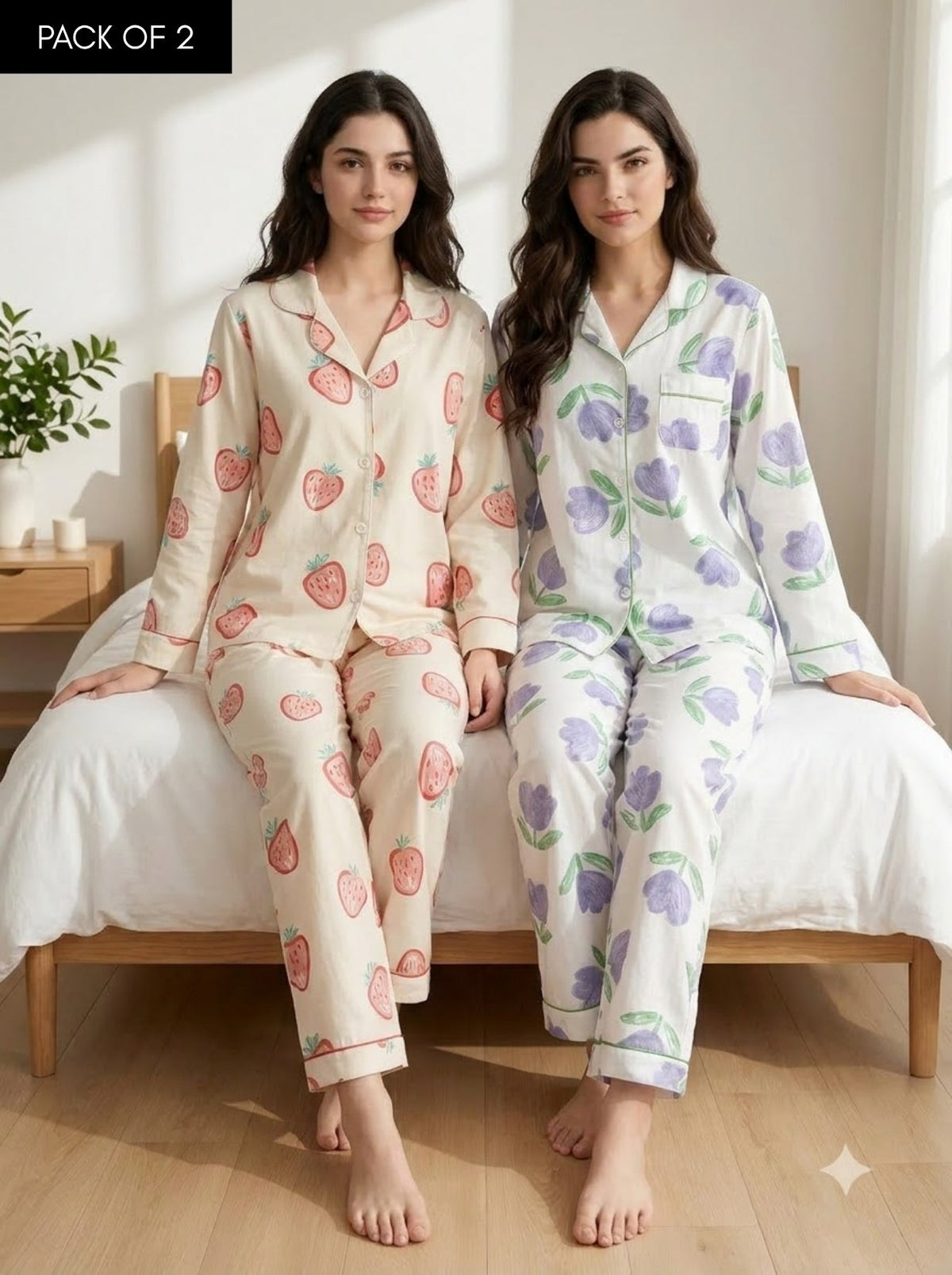 Strawberry & Bloom Pajama Duo – Pack of 2