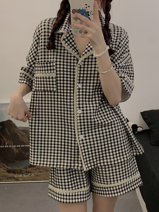 Black & White Gingham Pajama Set
