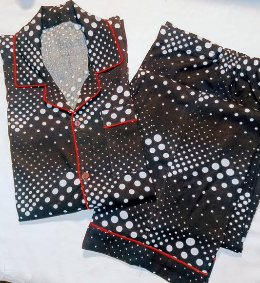 Timeless Black & White Polka Dot Linen Pajama Set