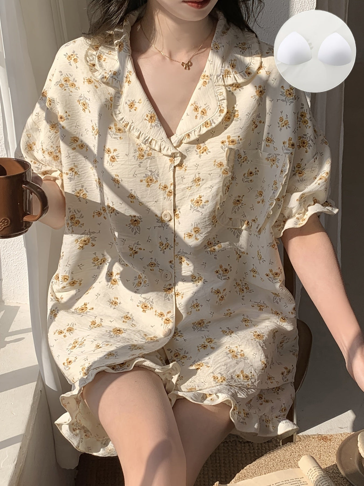 Floral Ruffle Pajama Set