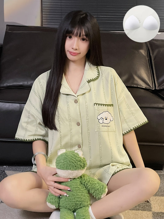 Pistachio Popocat Pajama Set