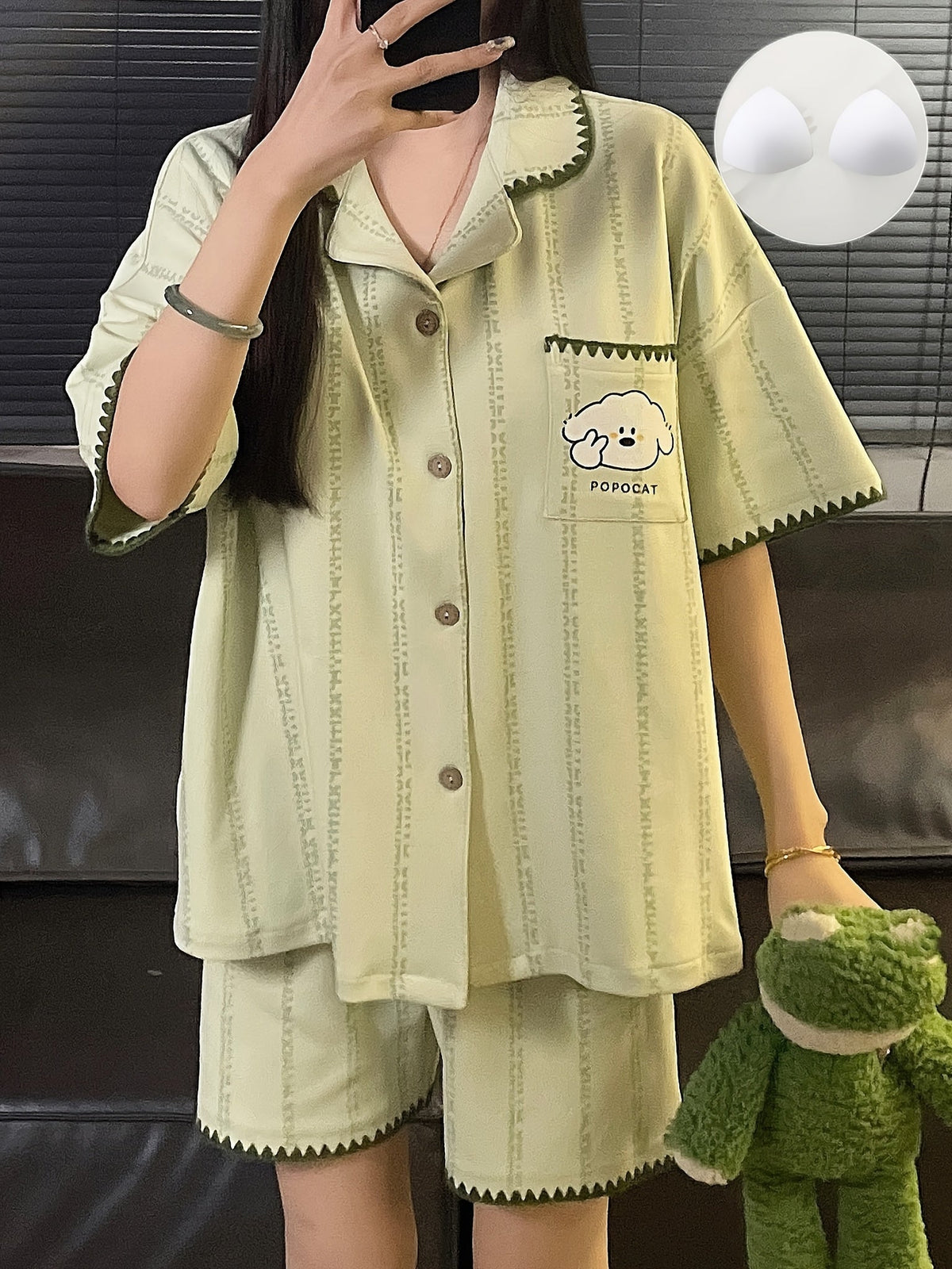 Pistachio Popocat Pajama Set