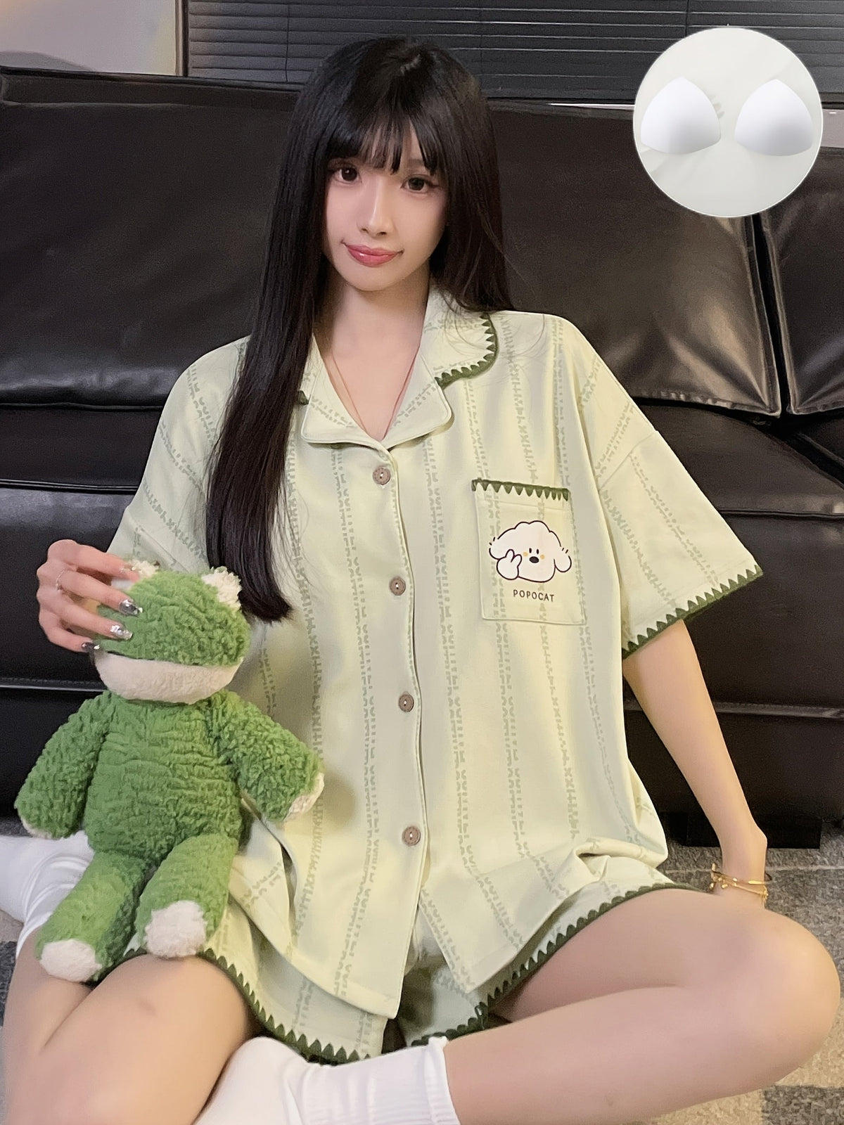 Pistachio Popocat Pajama Set