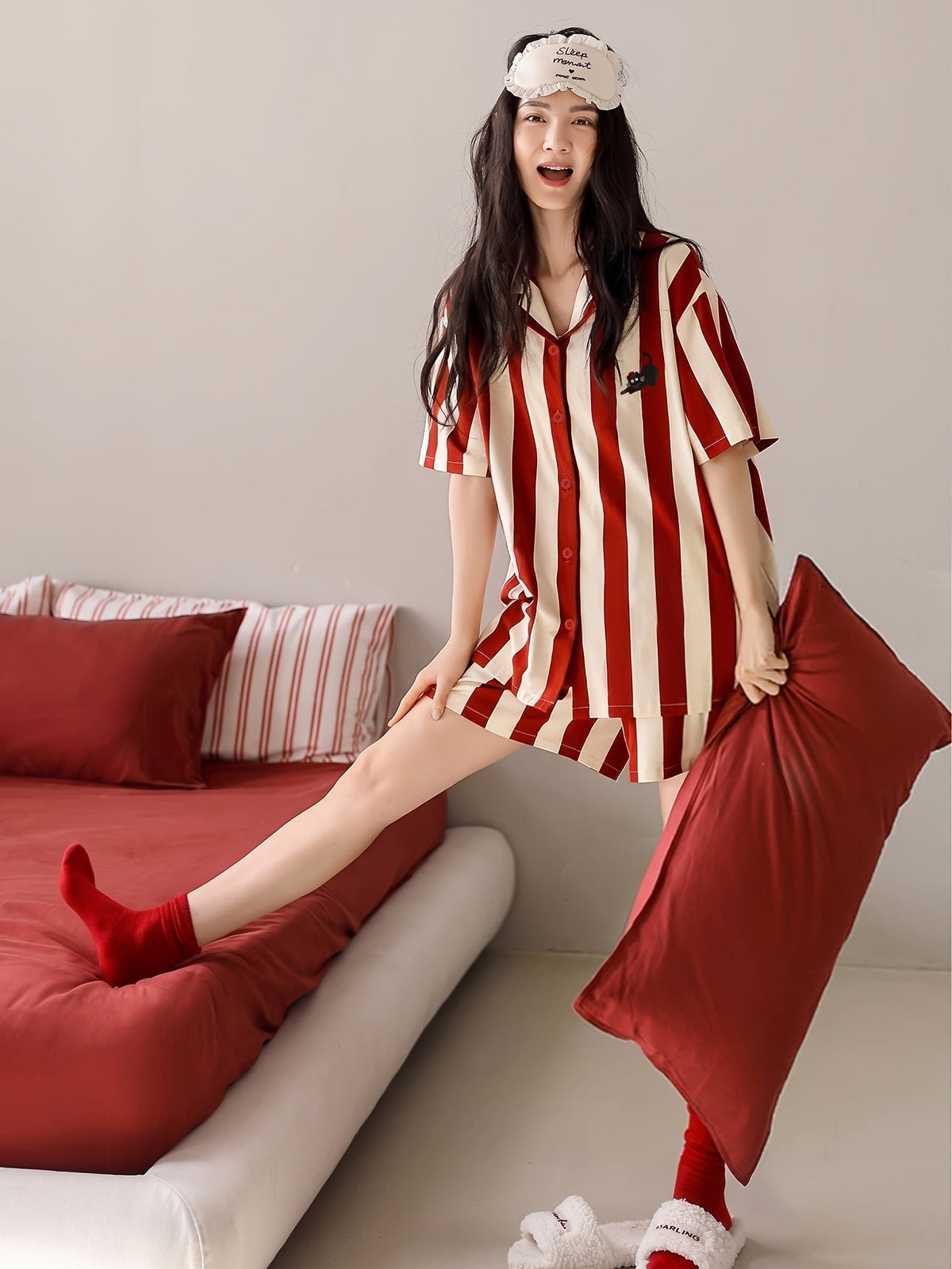 Red & Ivory Classic Stripe Pajama Set