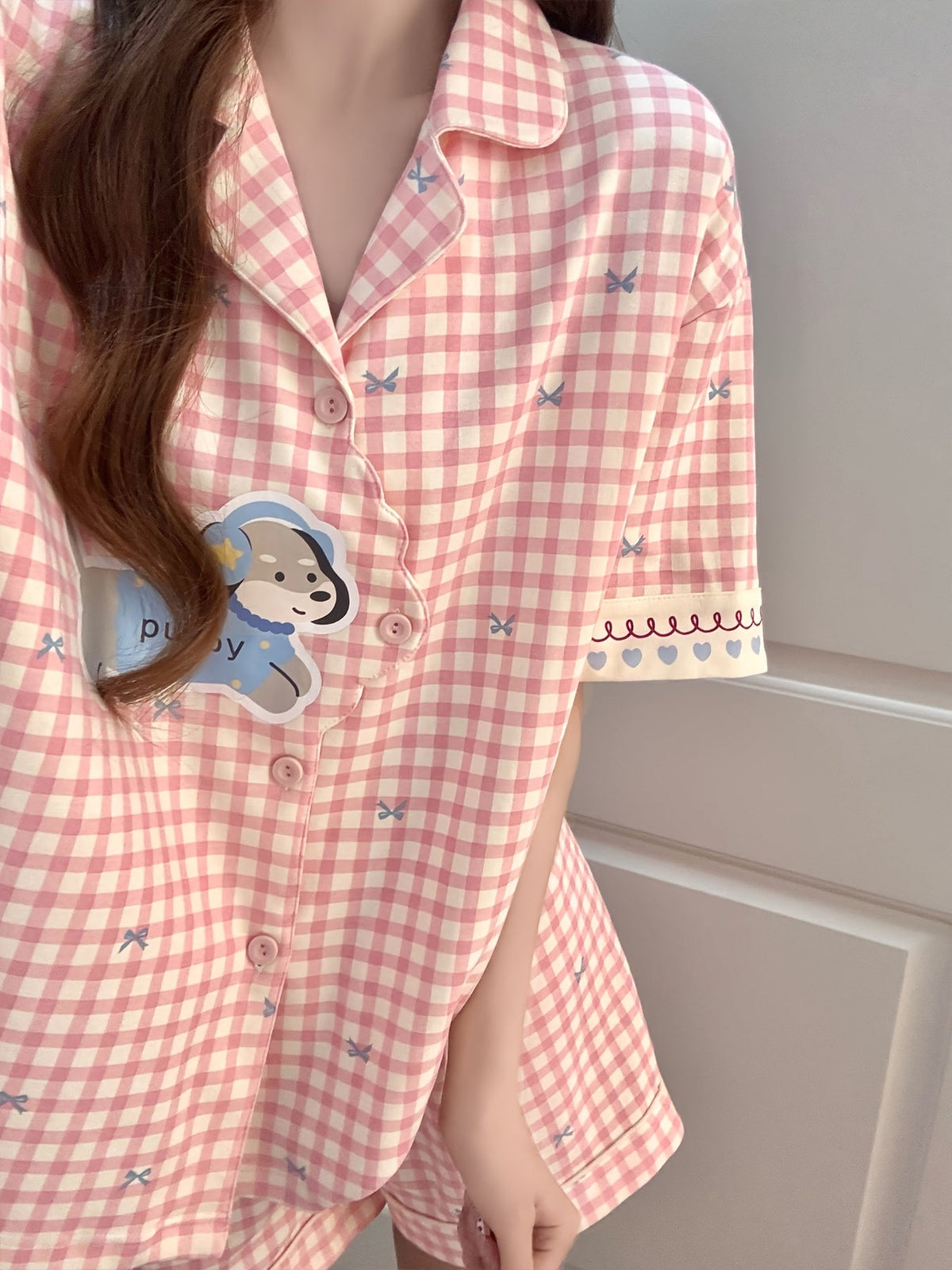Pink Gingham Bear Pajama Set