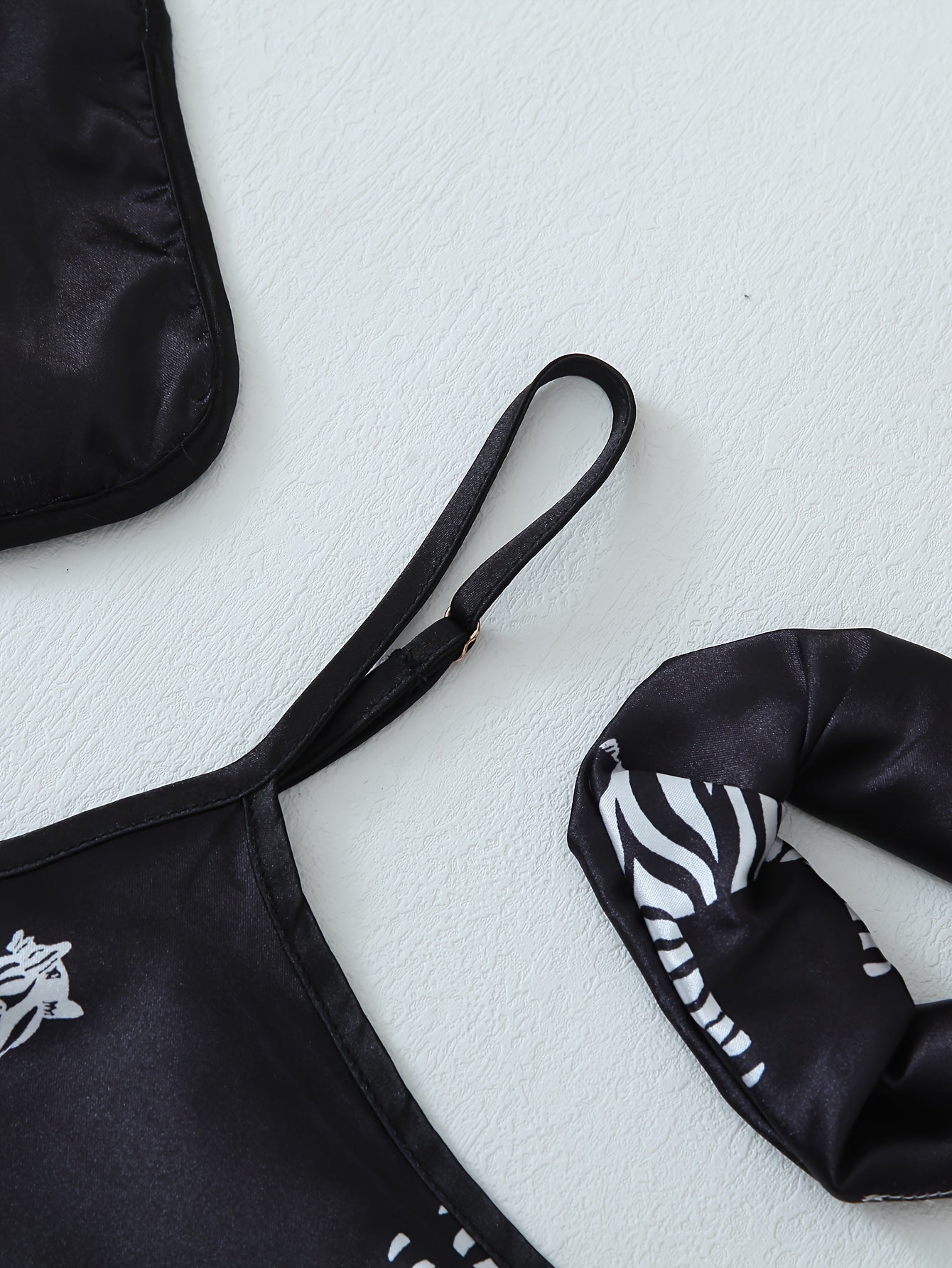 Zebra Print Satin 7-Piece Nightwear Set