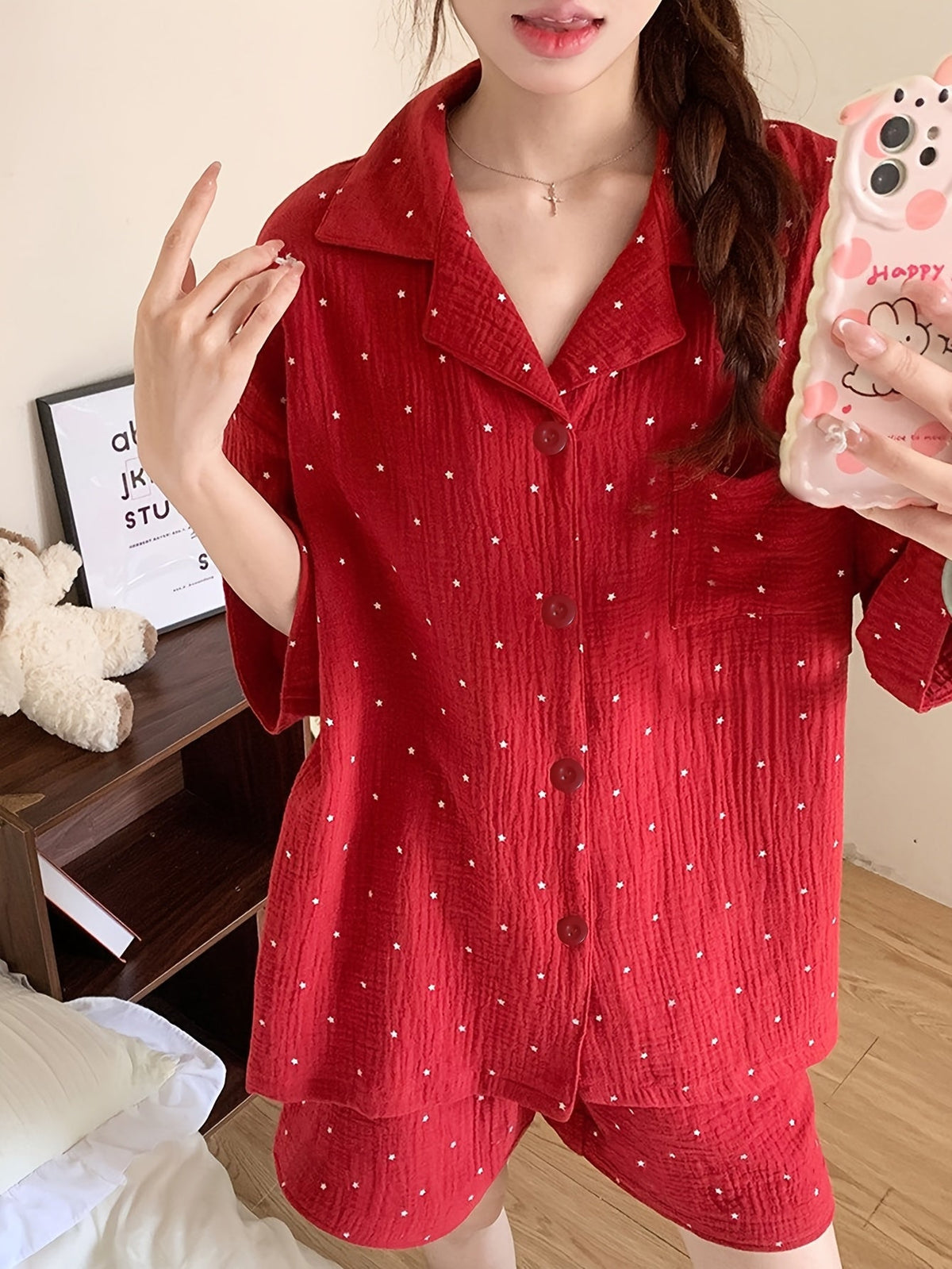 Red Starry Night Pajama Set