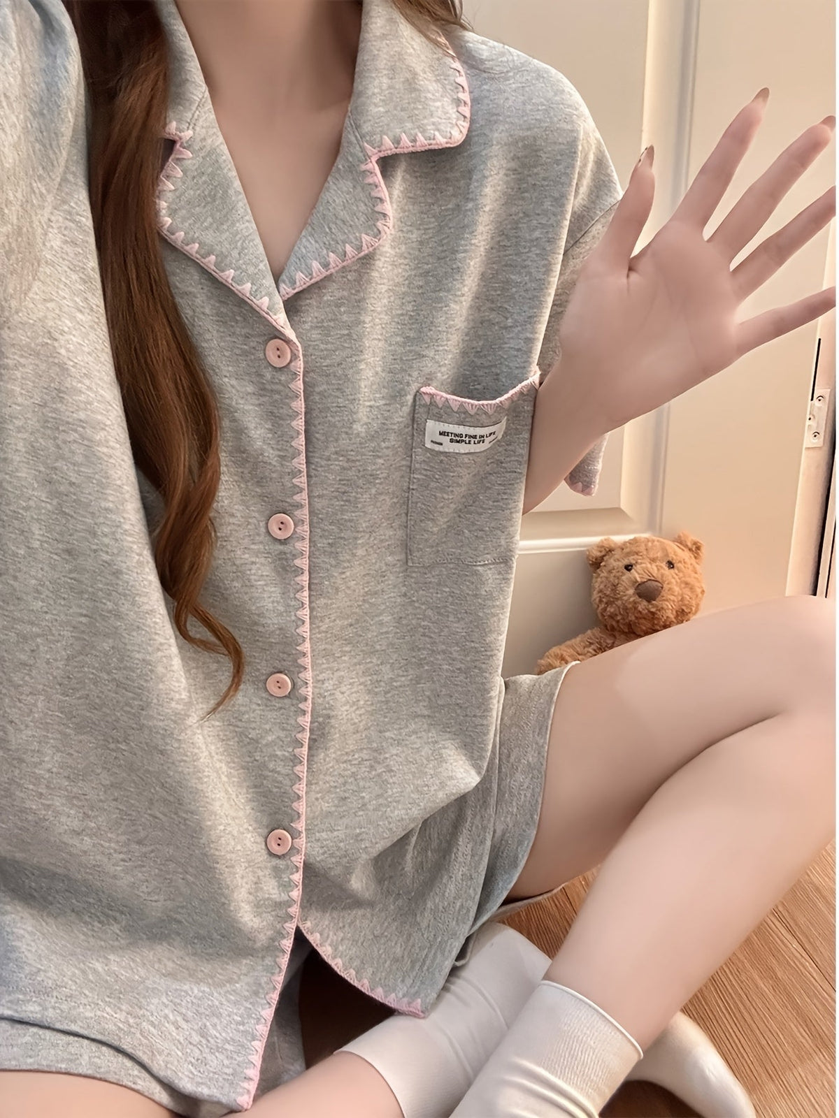 Grey & Pink Trim Comfort Pajama Set