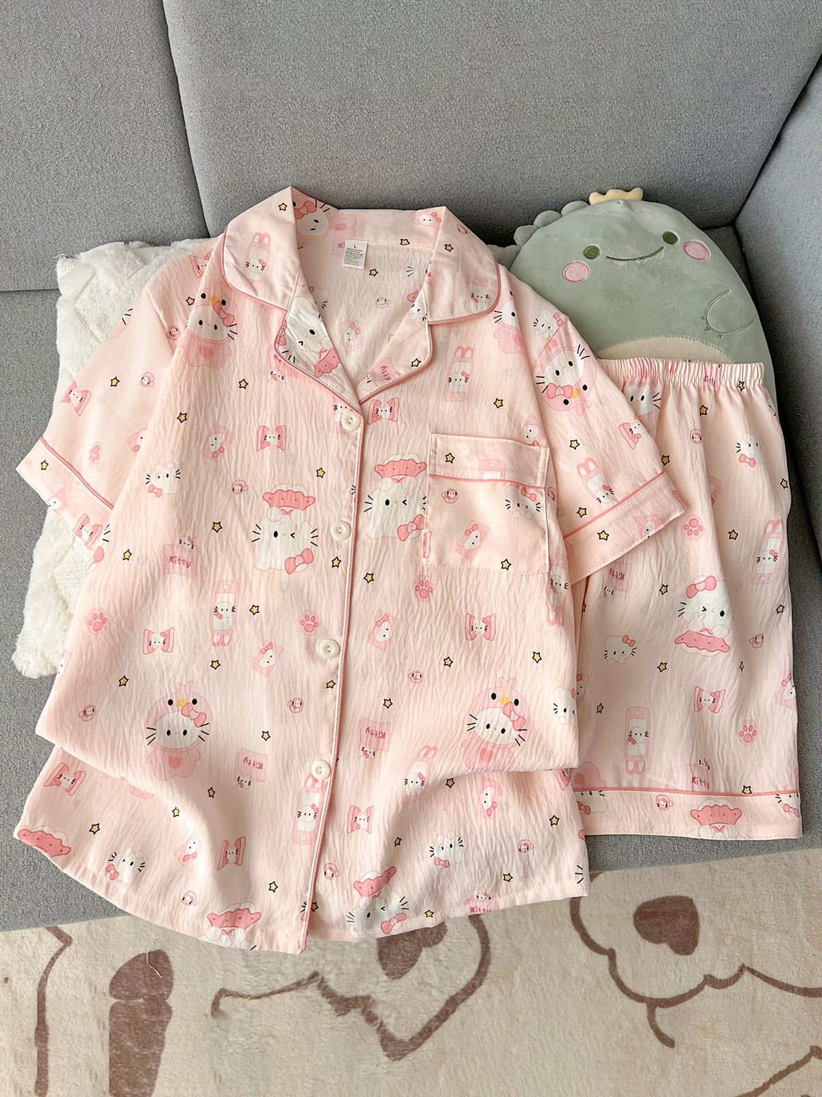 Pink Cute Character Print Women’s Pajama Set