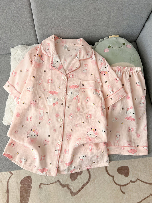 Pink Cute Character Print Women’s Pajama Set