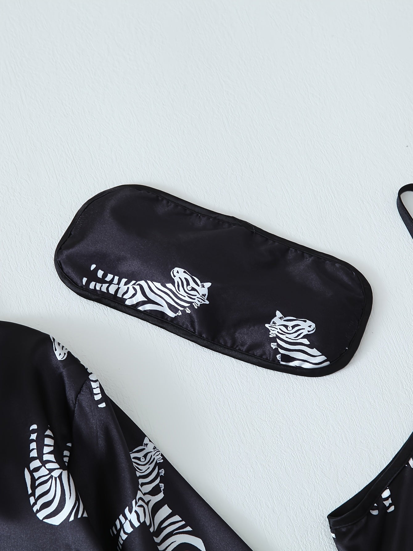 Zebra Print Satin 7-Piece Nightwear Set