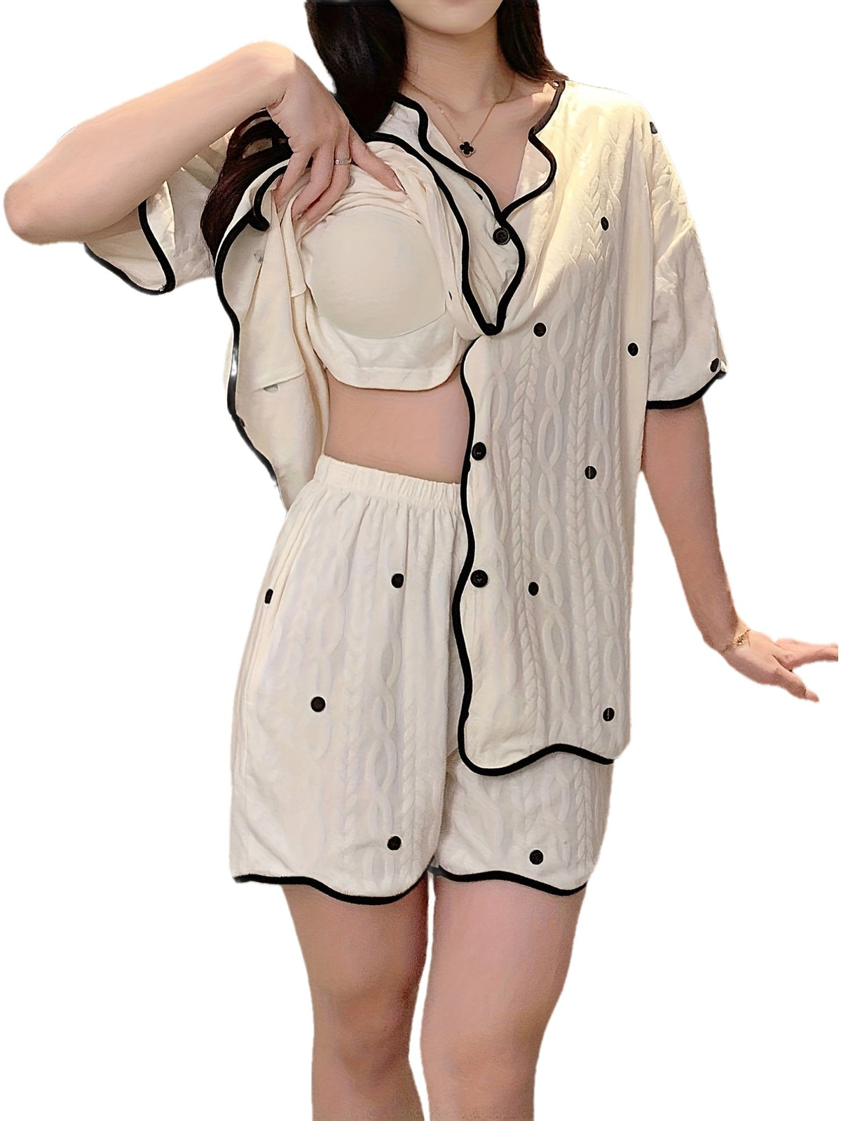 Ivory Polka Dot Pajama Set