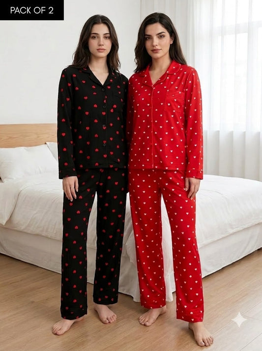 Red & Black Heart Pajama Duo – Pack of 2