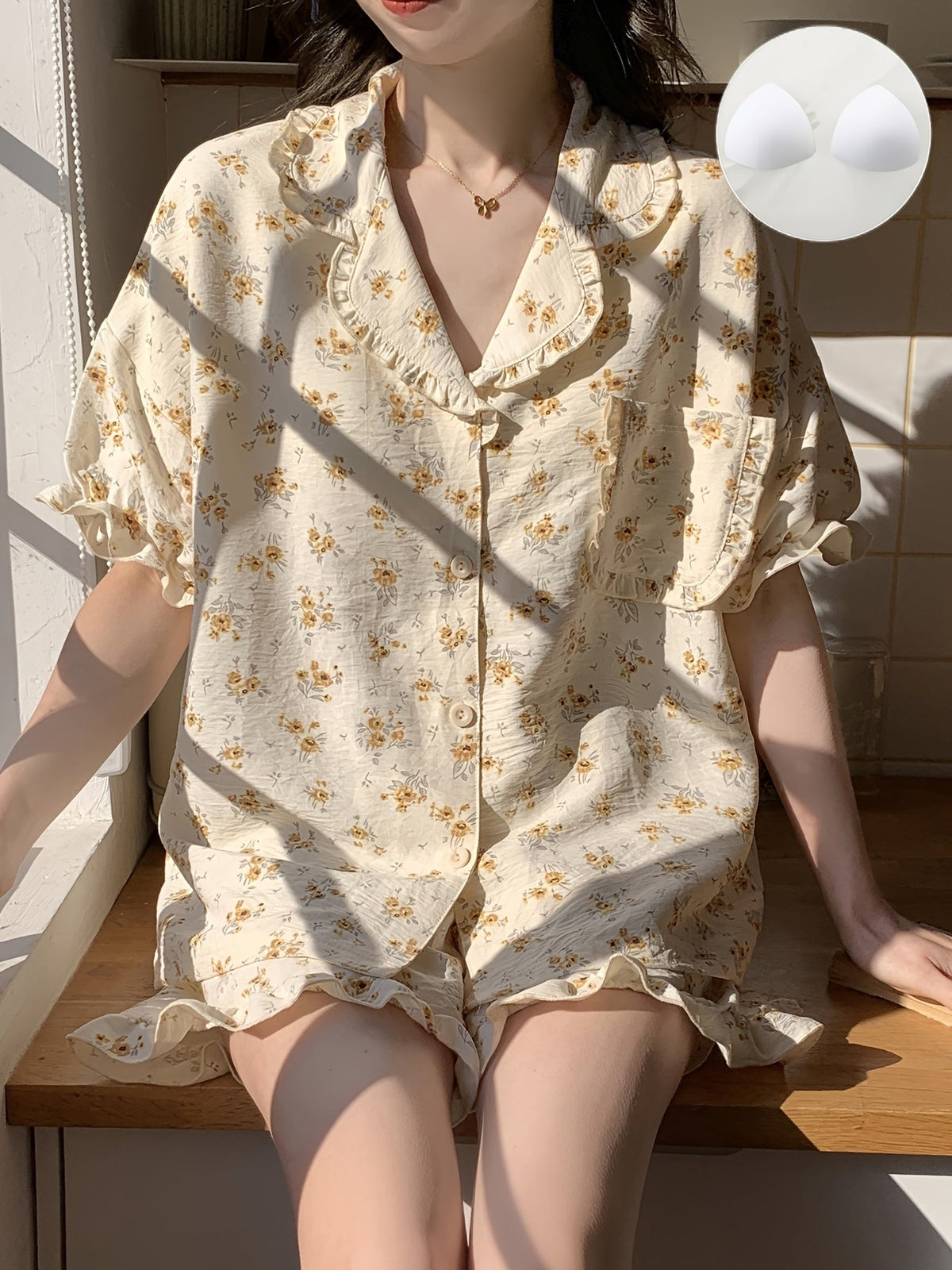 Floral Ruffle Pajama Set