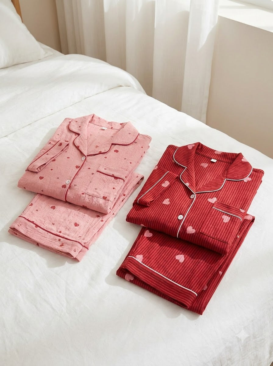 Blush & Berry Heart Pajama Duo – Pack of 2