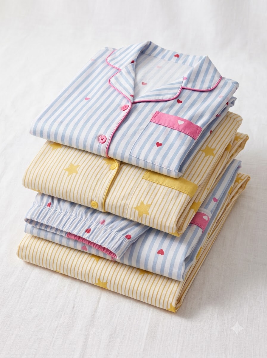Blue Heart & Yellow Star Stripe Pajama Duo – Pack of 2
