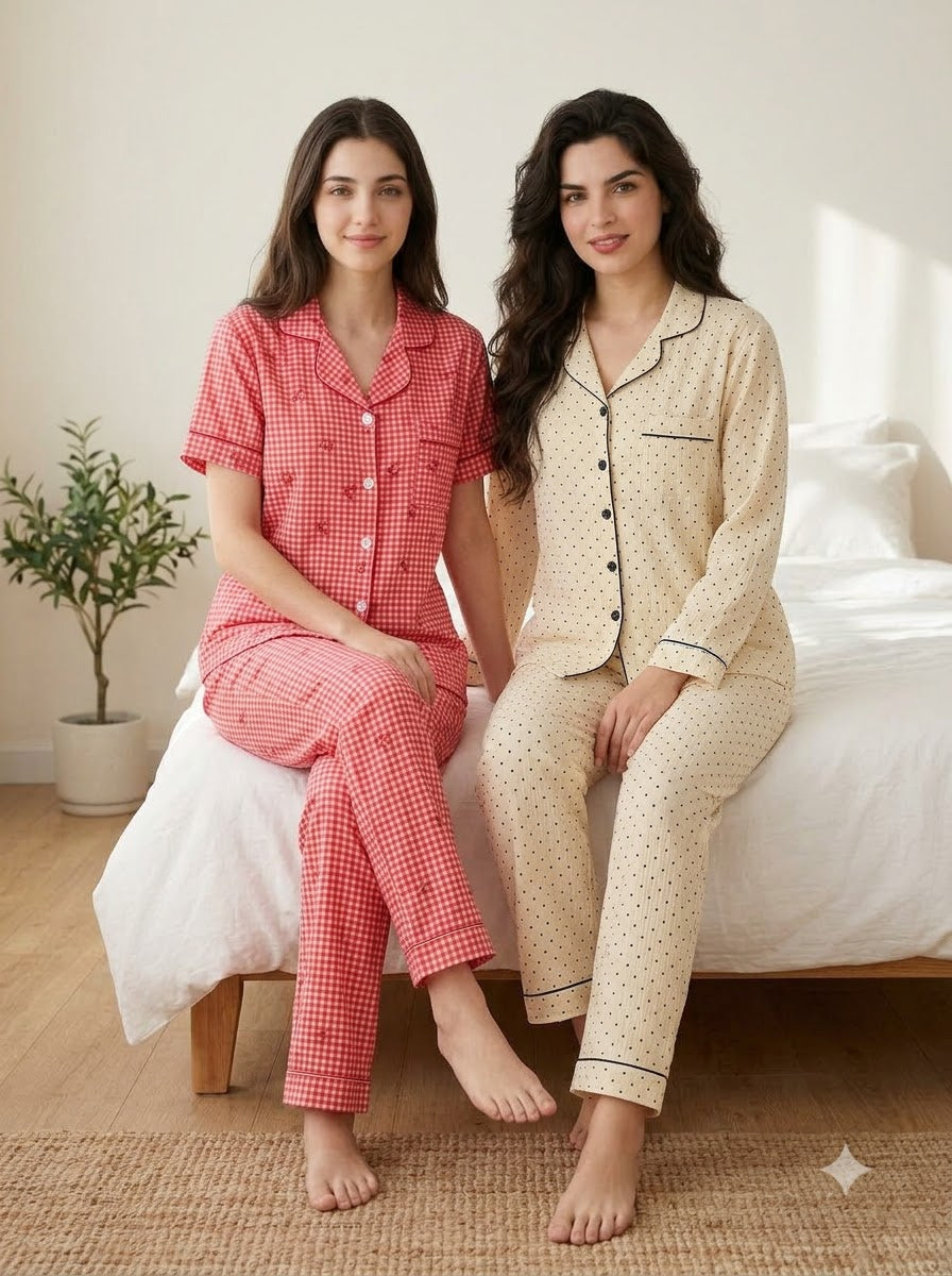 Cherry Gingham & Polka Dot Pajama Duo – Pack of 2
