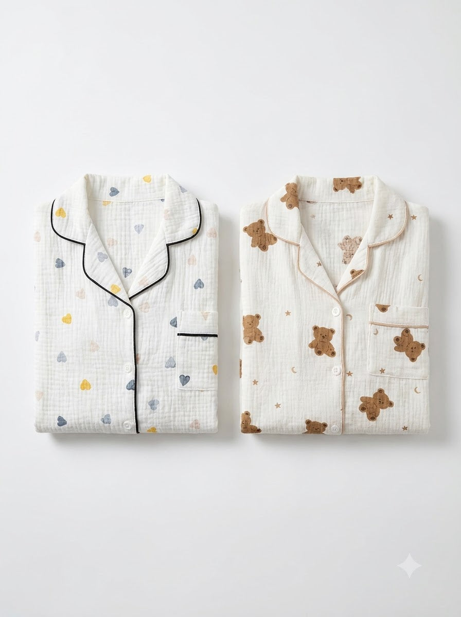 Teddy & Heart Comfort Pajama Duo – Pack of 2