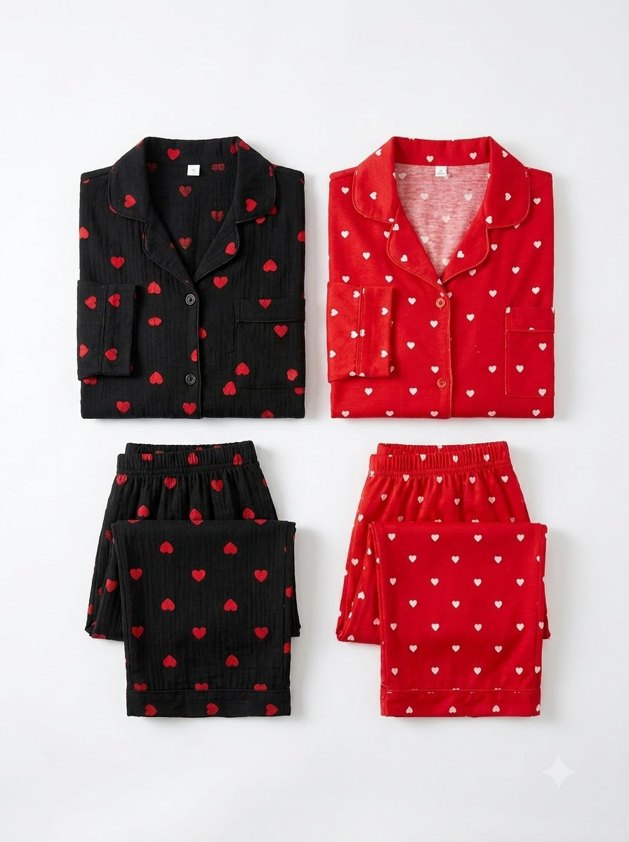 Red & Black Heart Pajama Duo – Pack of 2