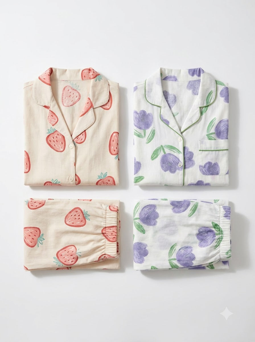 Strawberry & Bloom Pajama Duo – Pack of 2