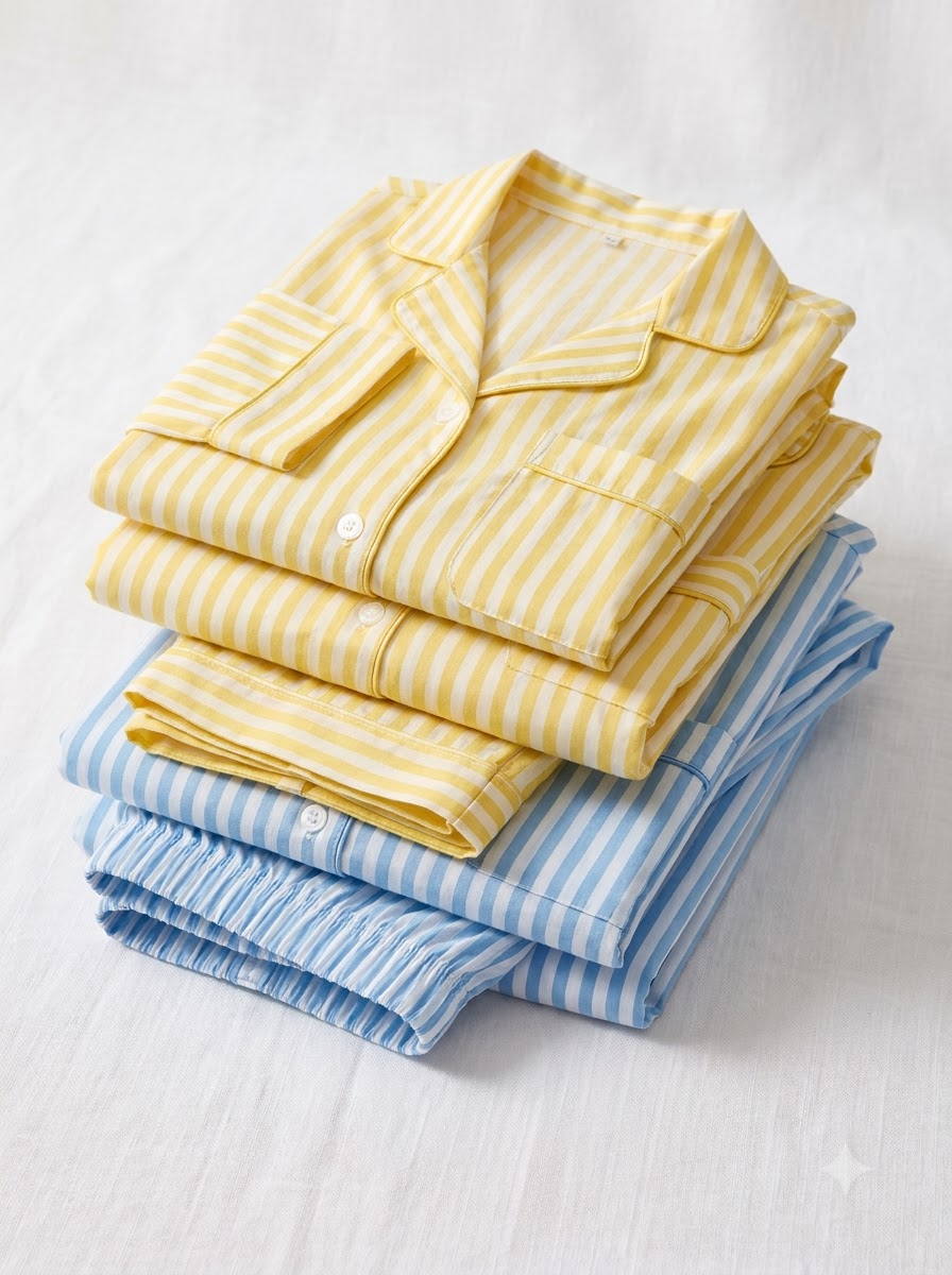 Yellow & Sky Blue Striped Pajama Duo – Pack of 2