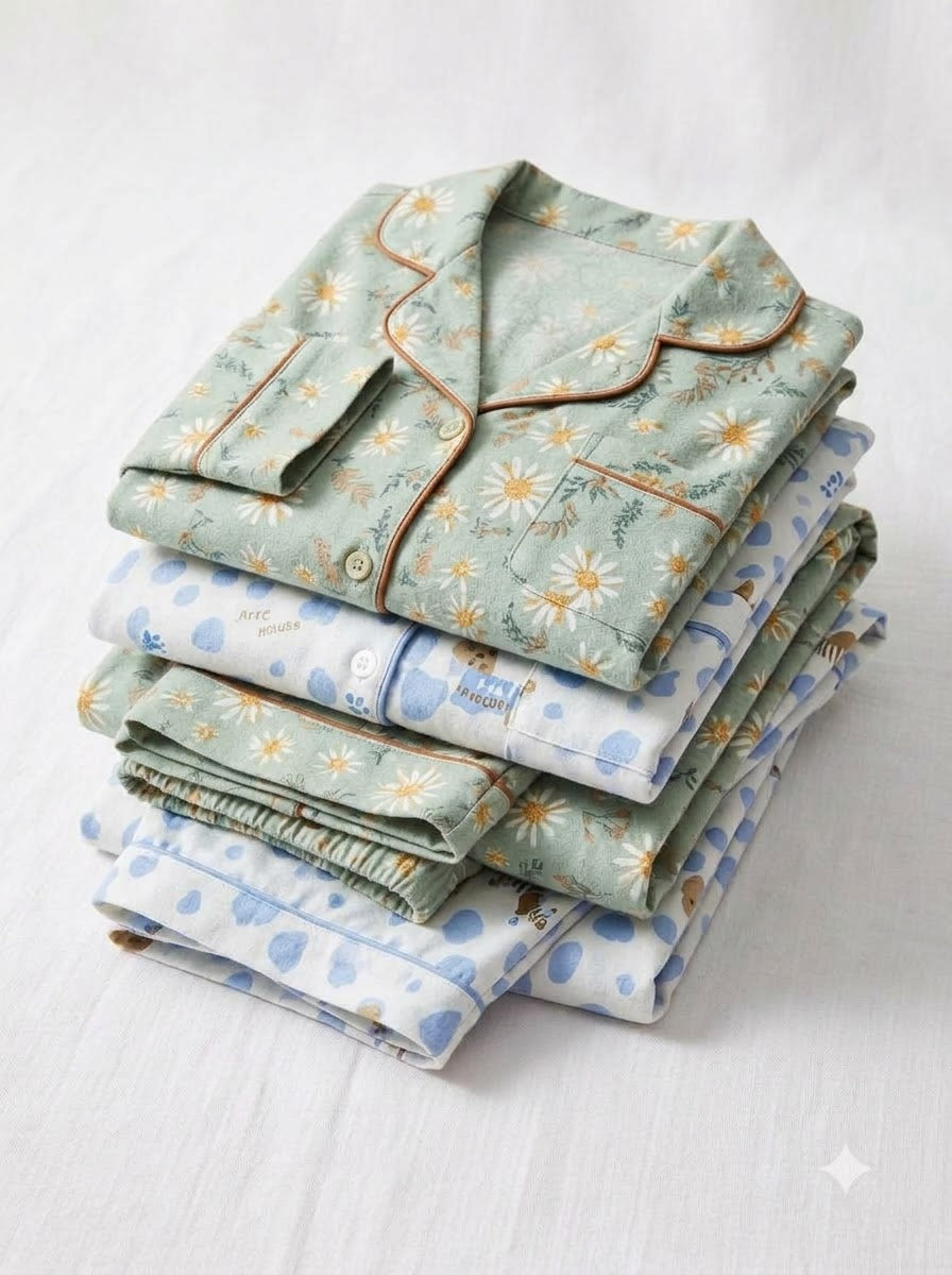 Blue Dots & Daisy Bloom Pajama Duo – Pack of 2