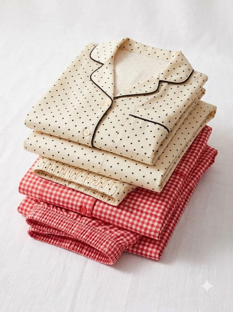 Cherry Gingham & Polka Dot Pajama Duo – Pack of 2