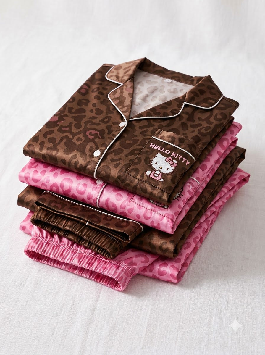 Chocolate & Pink Leopard Pajama Duo – Pack of 2